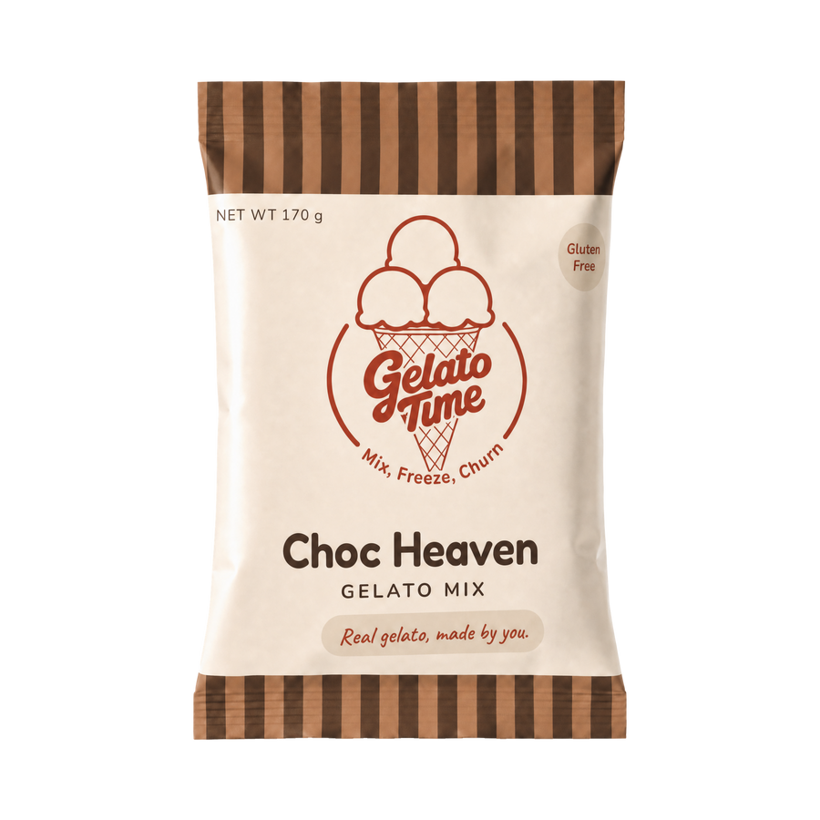 Choc Heaven Gelato Mix sachet, front of pack
