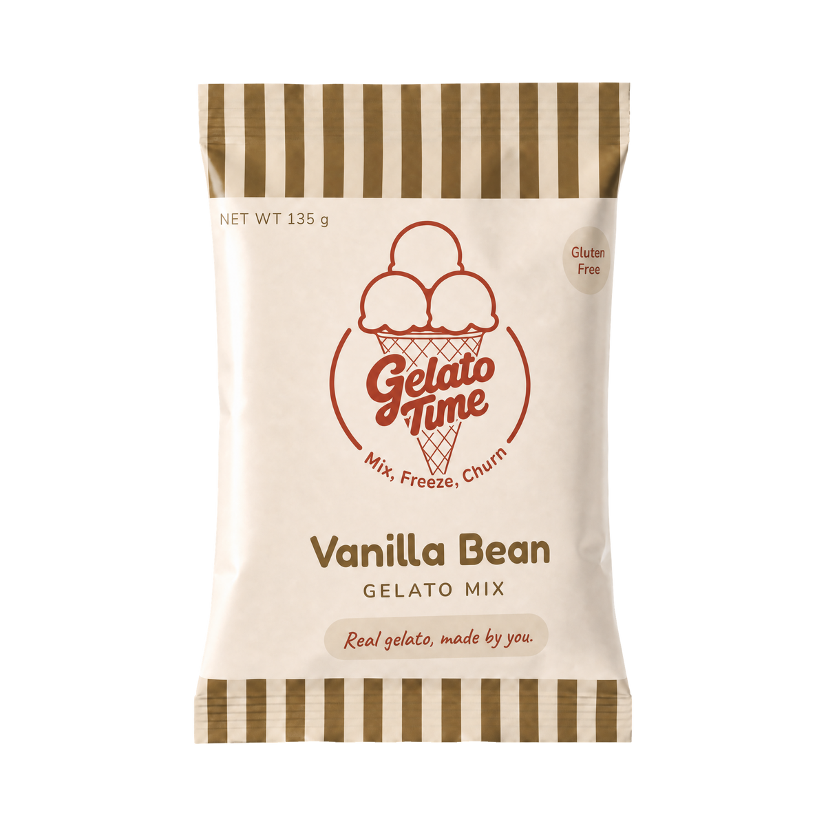 Vanilla Bean Gelato Mix sachet, front