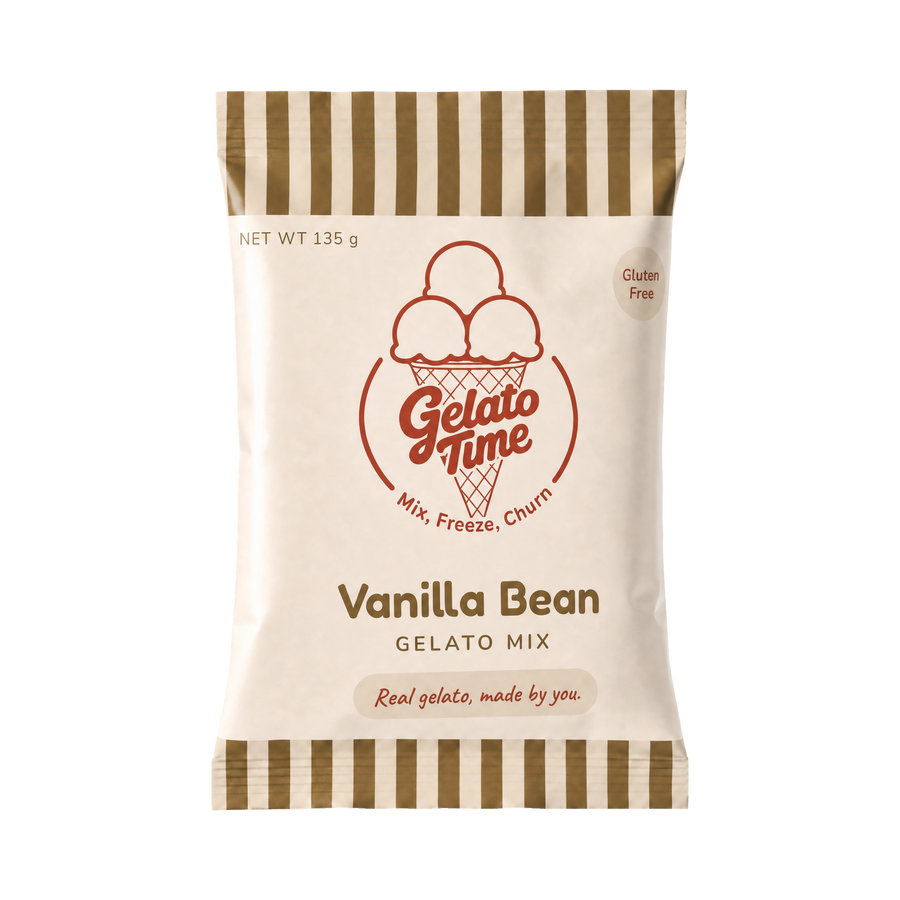 Vanilla Bean Gelato Mix sachet, front of pack